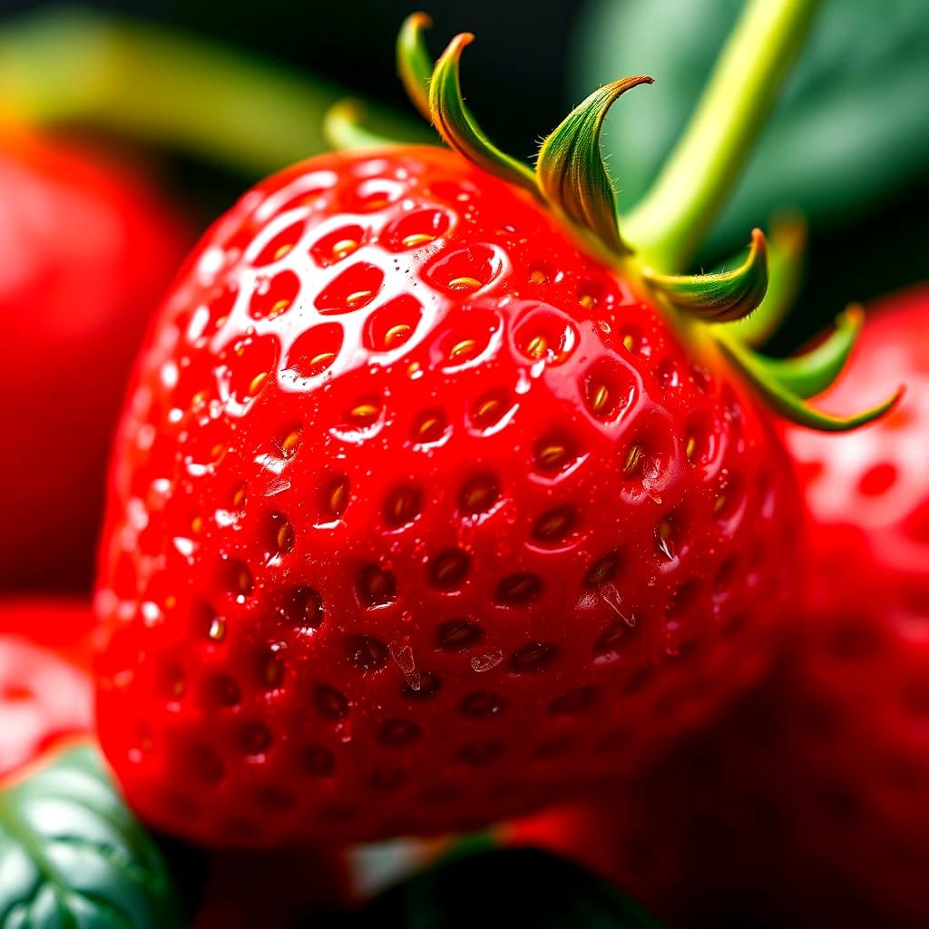 Microscopic Strawberry Macro Shot in Vivid Color