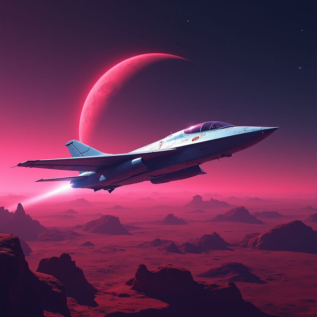 Retro-Futuristic Space Plane Blasts Off to Mars