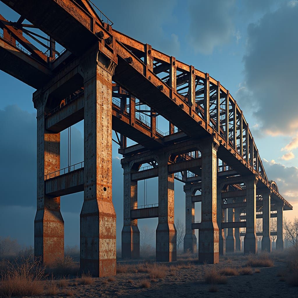 Steel Grid Assembly with Dramatic Lighting