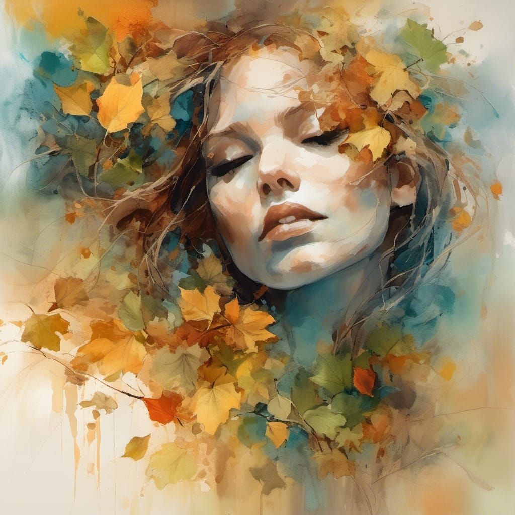 Ethereal Autumn Fairy Queen in a Tree Church