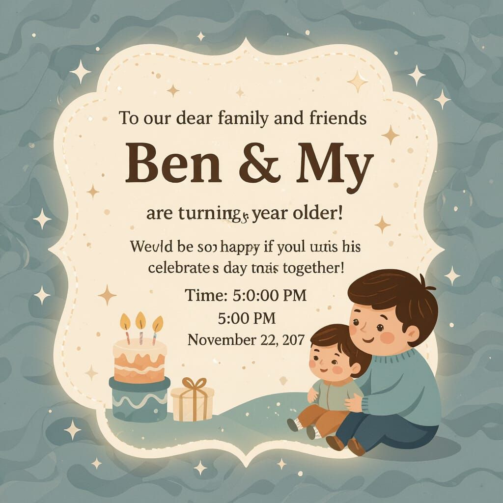 Cute Korean-Inspired Birthday Invitation for Ben & My