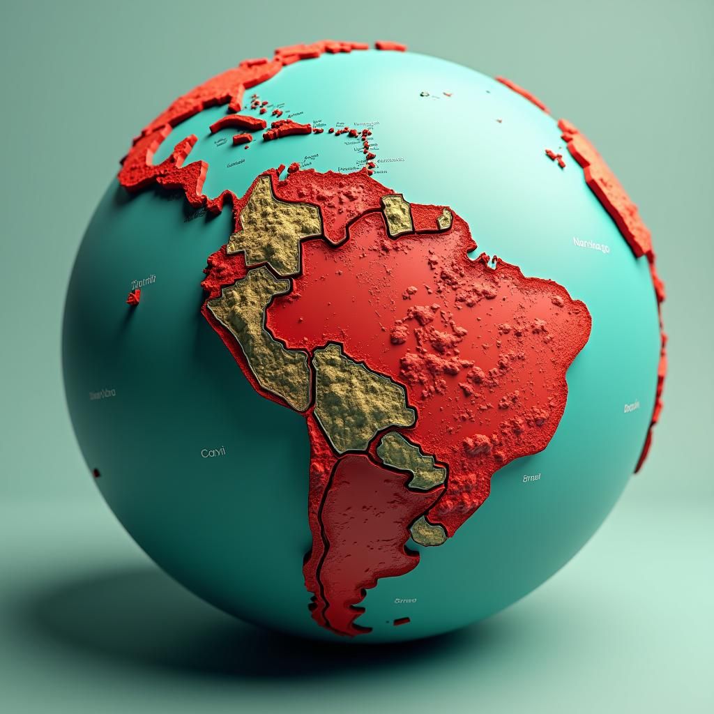 Detailed 3D Map of Peru on Earth Globe