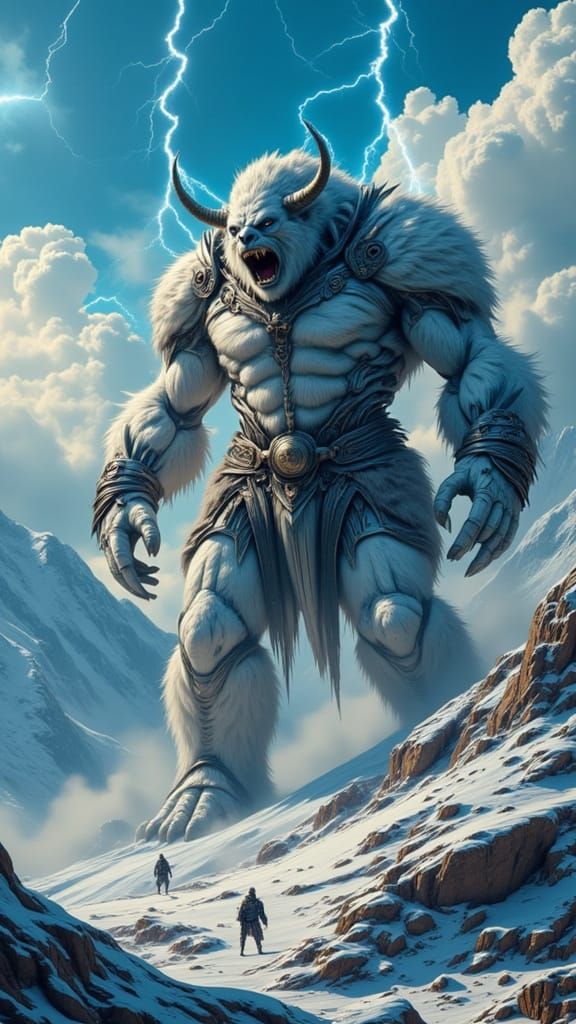 Colossal Cyberbeast Dominates Snowy Mountain
