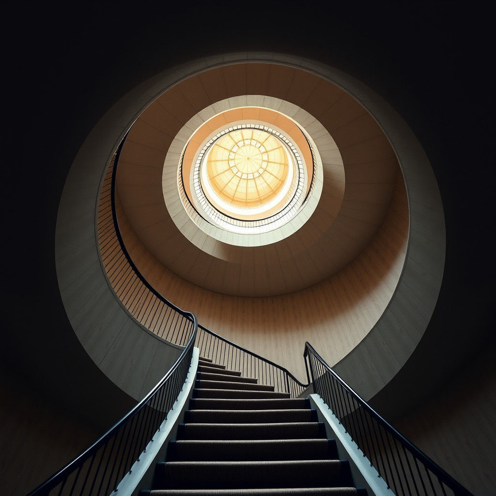 Spiraling Staircase Ascending to Heaven: High-Definition Pho...