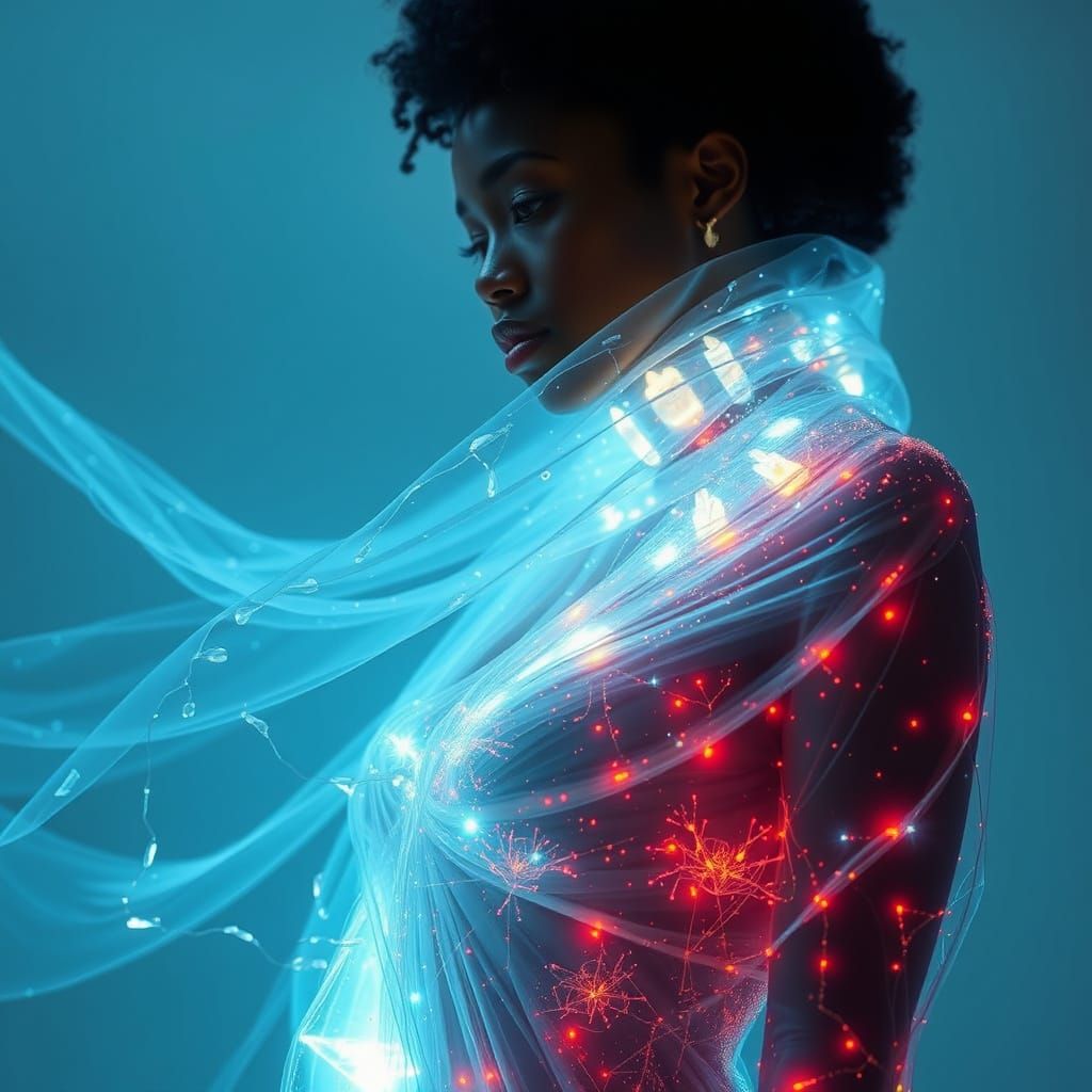 Luminous Woman in Futuristic Digital Art