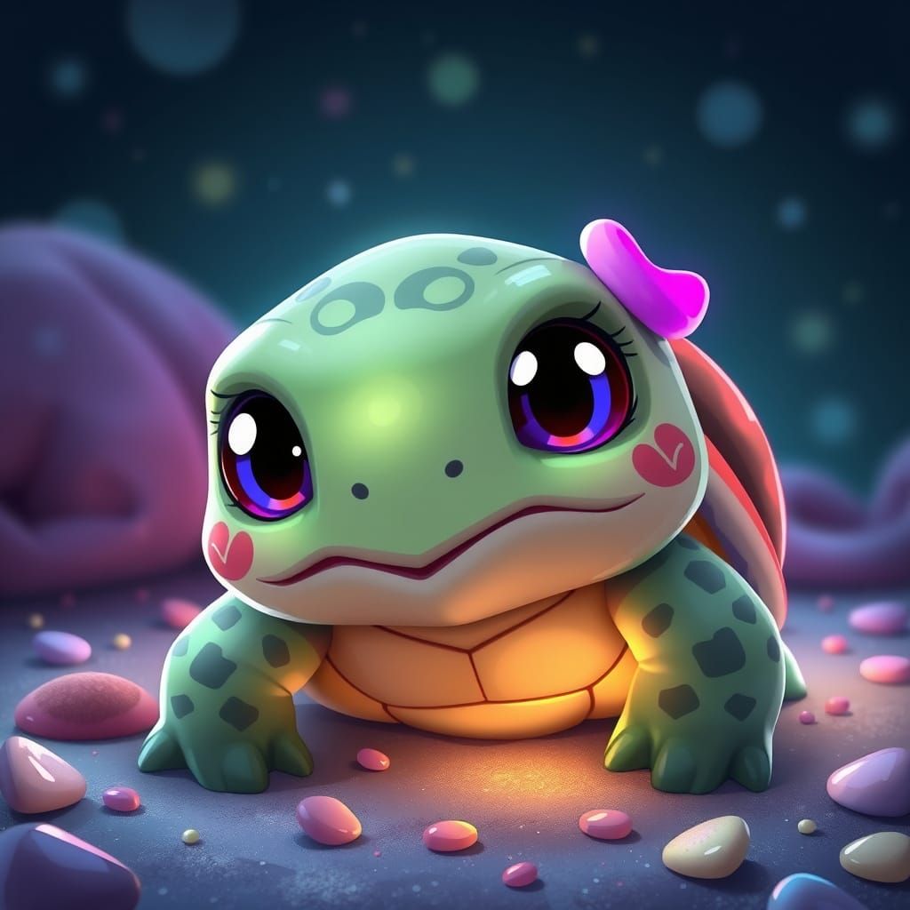 Adorable Turtle in Whimsical Candyland Fantasy