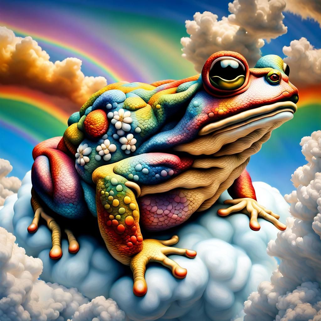Ornate 3D Toad on Cotton Clouds