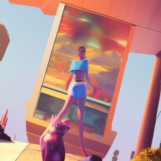 GTA 5 Girl in Matte Painting Style