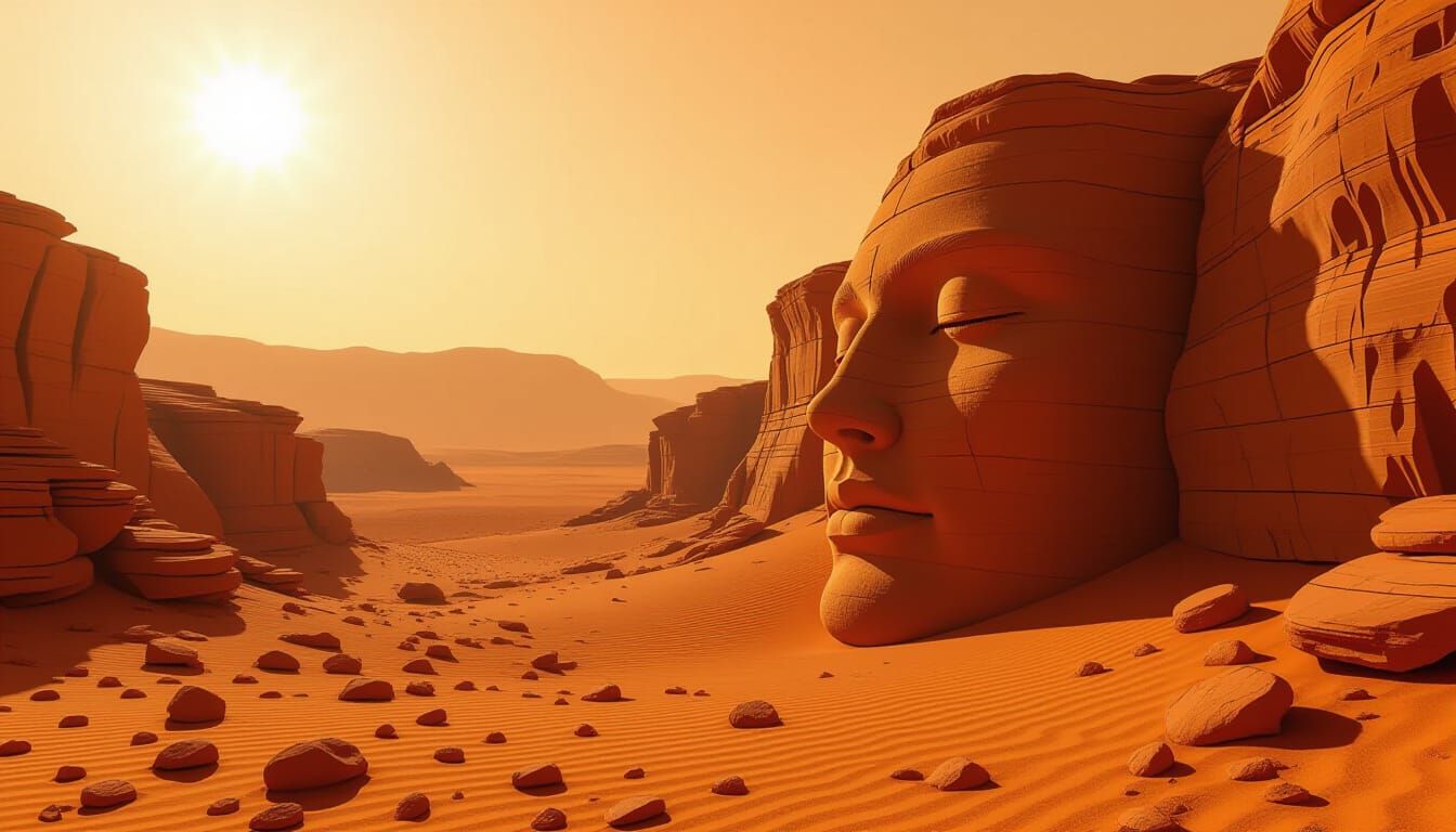 Mars Face Rock Formation: Realistic Martian Landscape