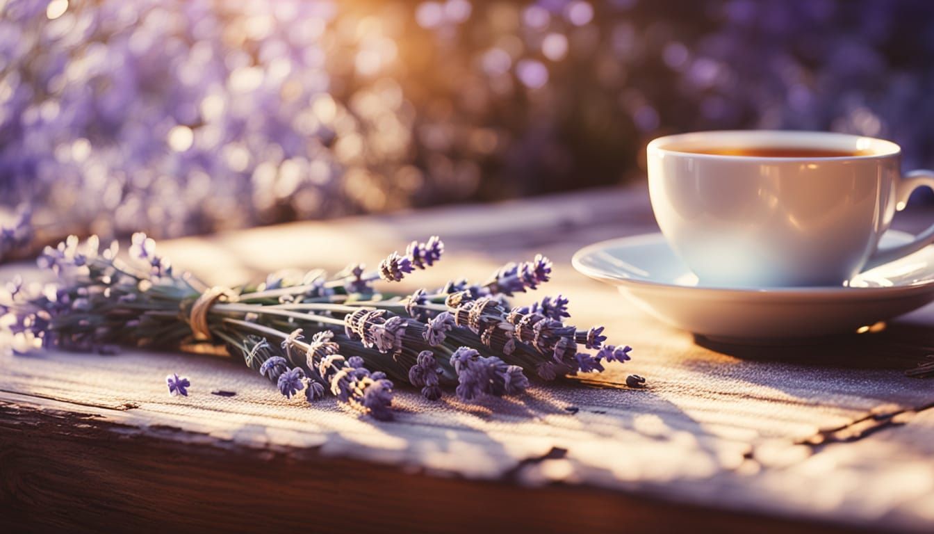 Whimsical Still Life with Lavender and Coffee