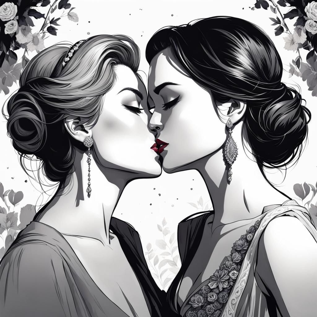 Woman Kissing Woman at Wedding: Cold Concept Art
