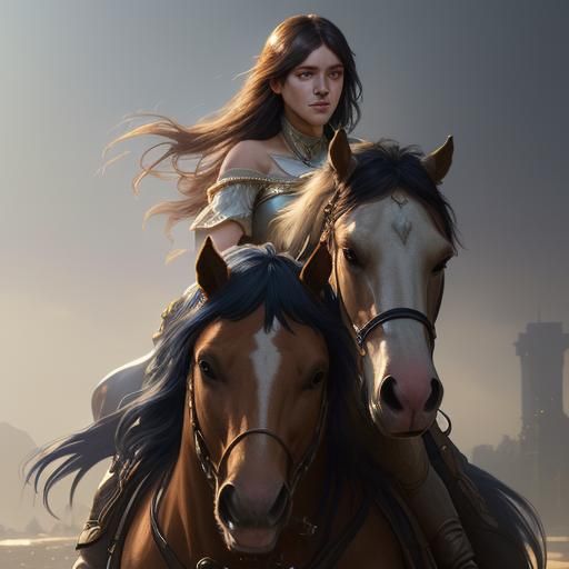 Woman on Horse: Hyperdetailed Portrait in Unreal Engine