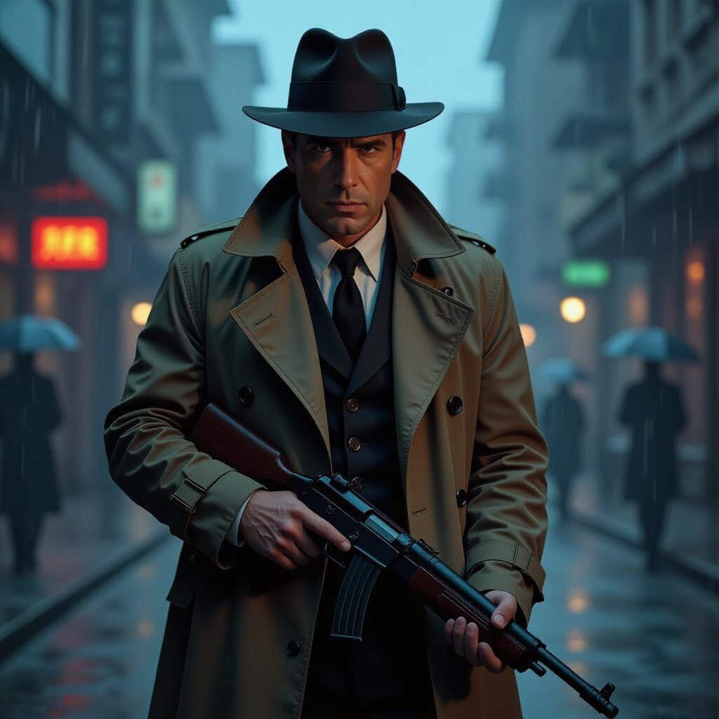 Humphrey Bogart as Blade Runner in Film Noir Style