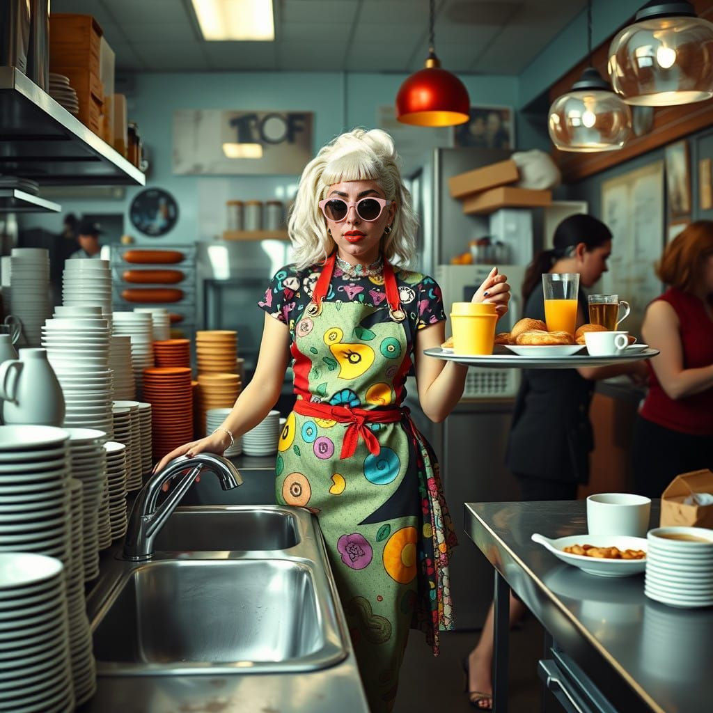 Lady Gaga Serves Up a Smile as Café Owner