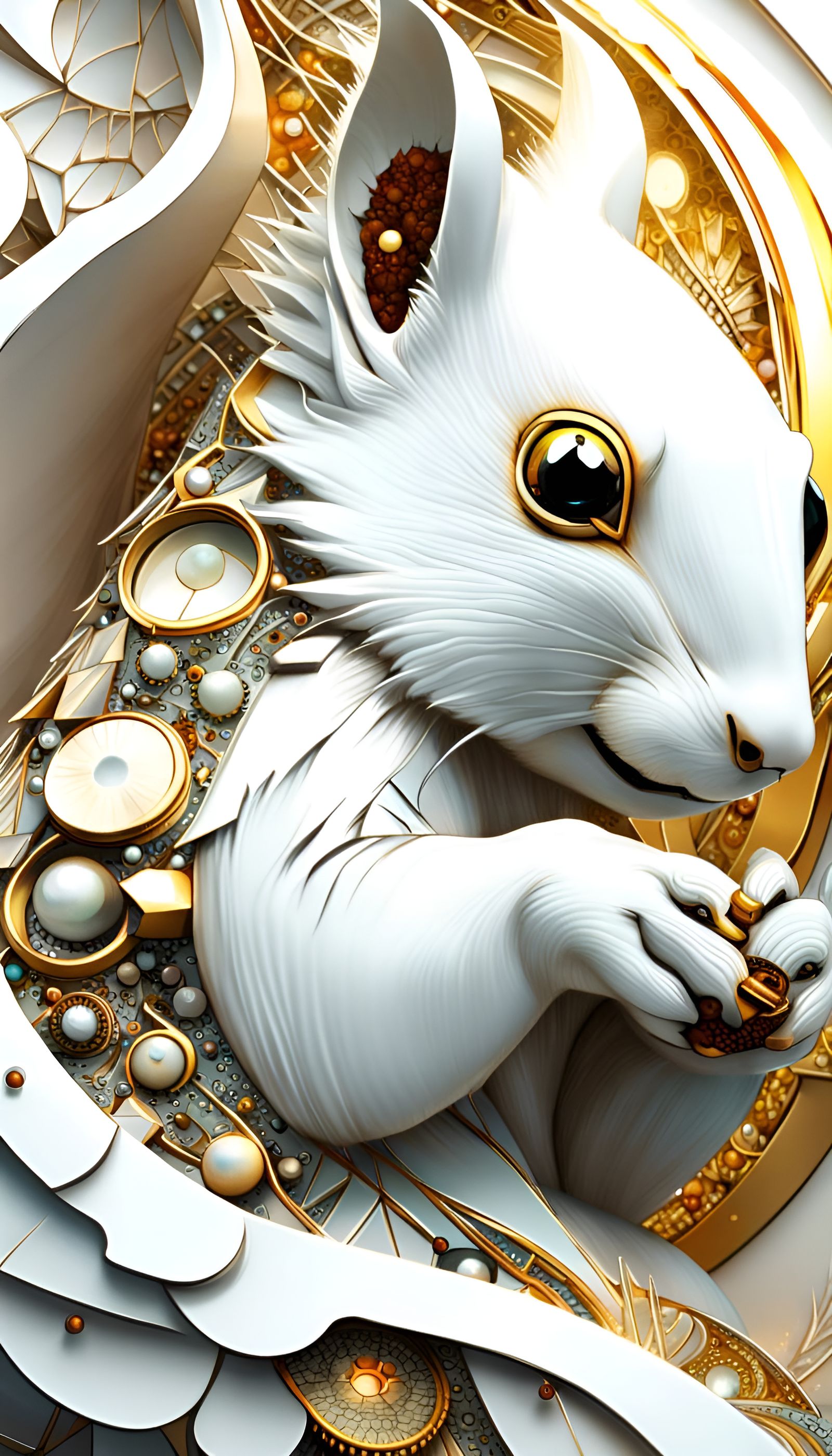 Golden Ratio Fractal Squirrel with Acorn