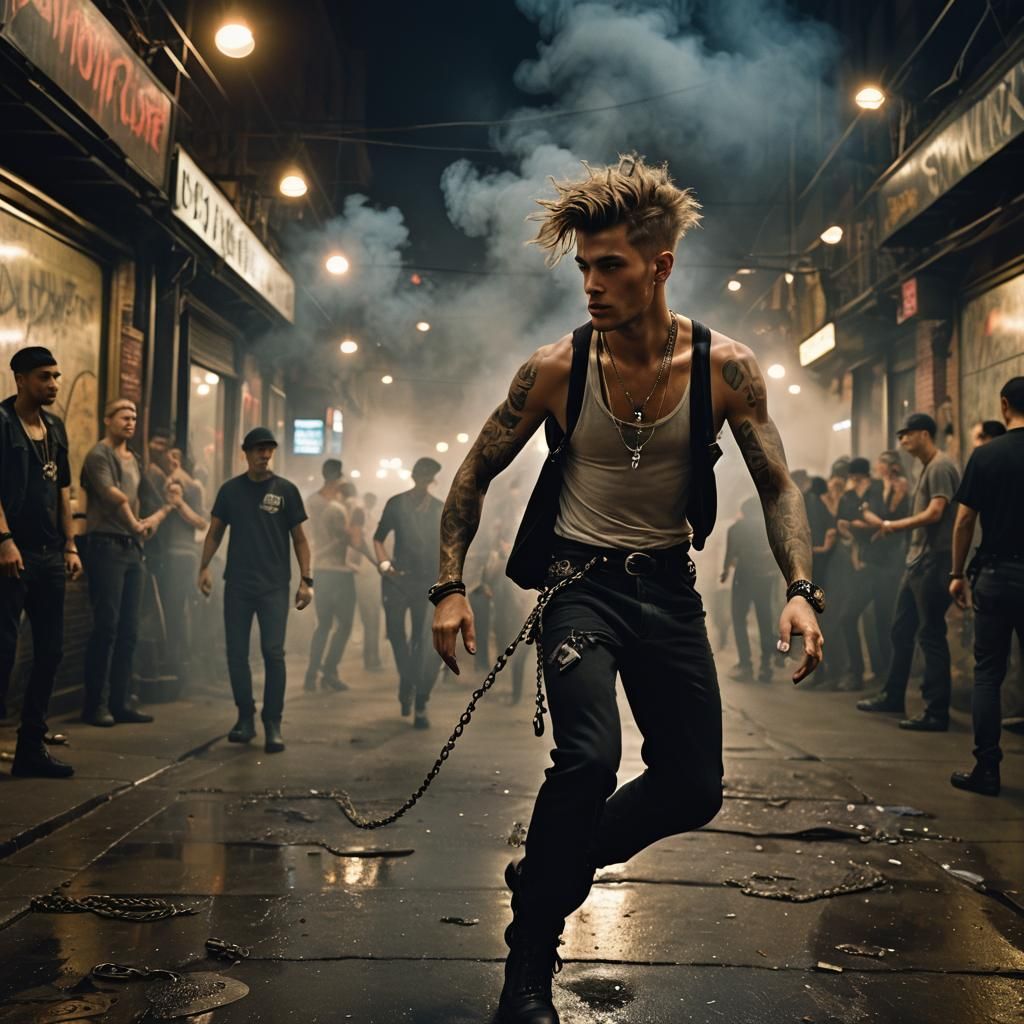 Dystopian Fashion in New York Night, Bruce Davidson Style