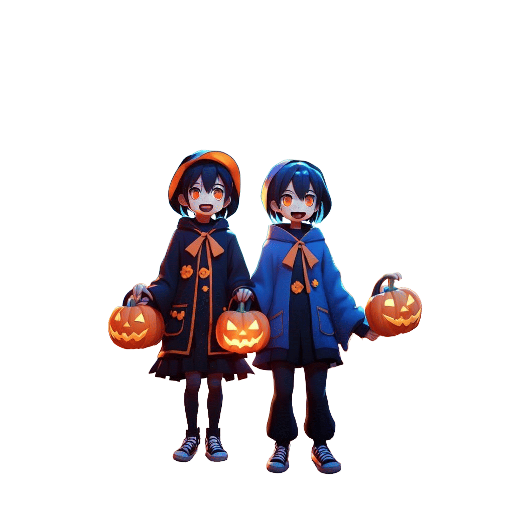 Cartoon Kids' Halloween Prank in 3D Anime Style