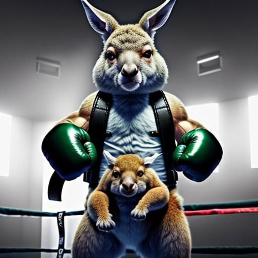 Boxing Kangaroo with Oversized Gloves