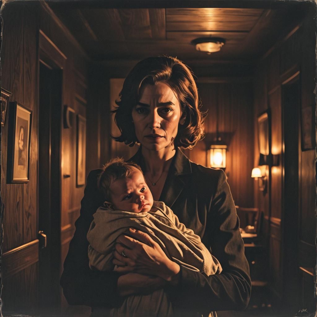 Ominous Horror Film Poster in Film Noir Style