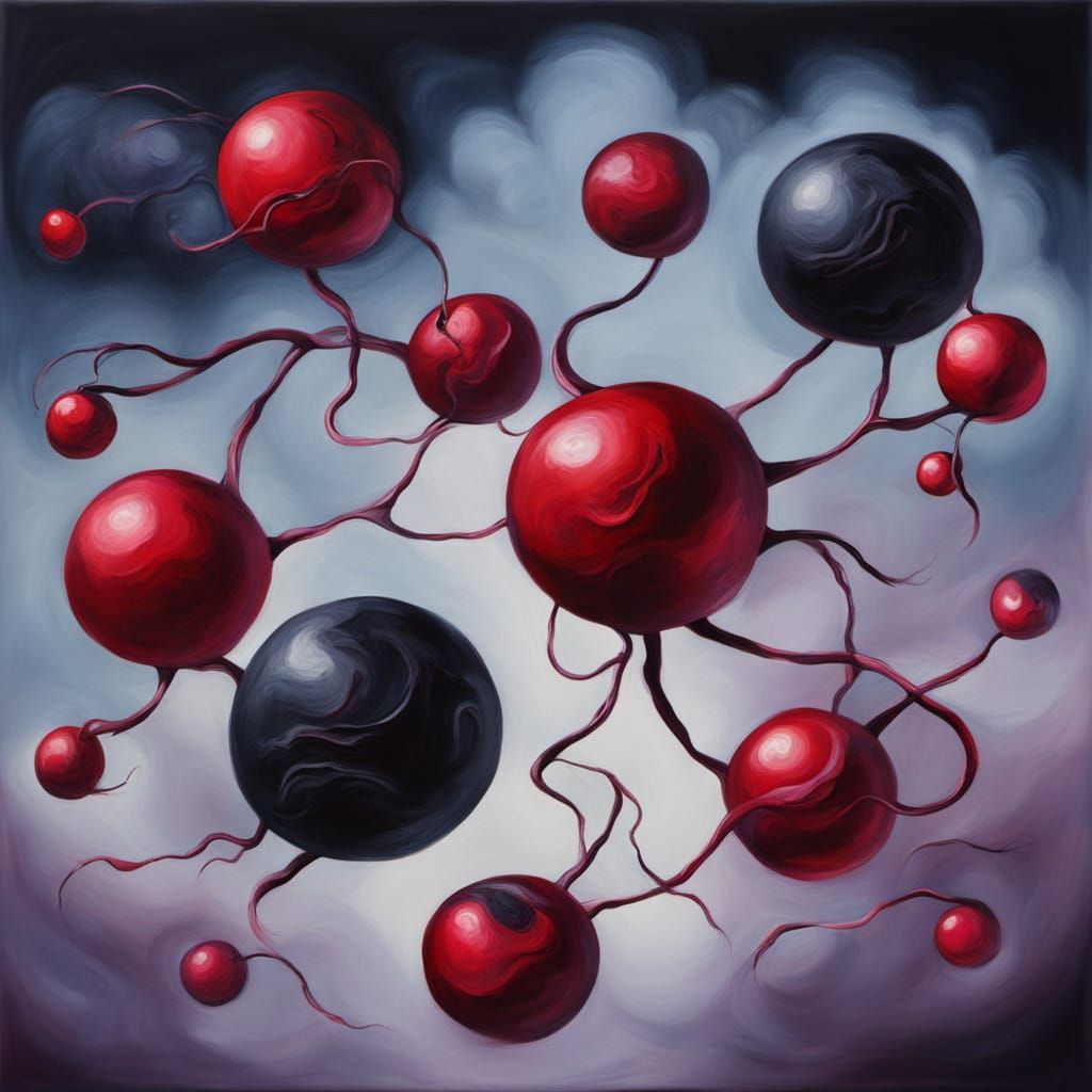 Abstract Surrealism Painting of Red Berry Castro