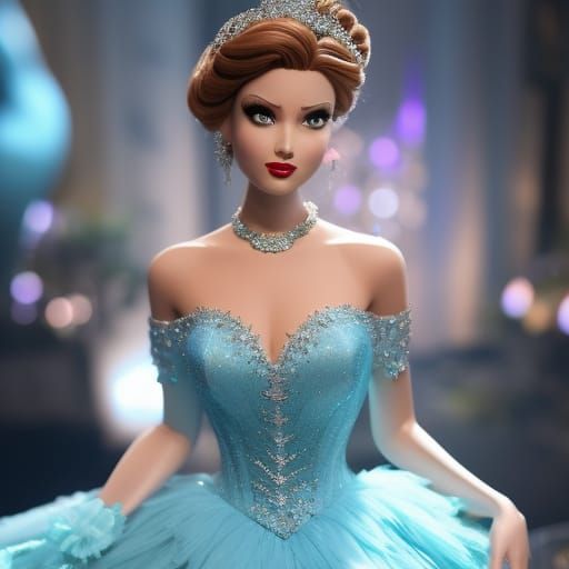Cinderella at Masquerade Ball in 3D Digital Art