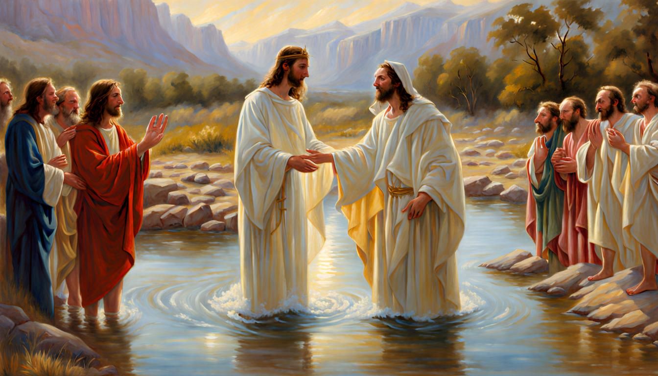 Baptism of the Lord in Oil Painting Style