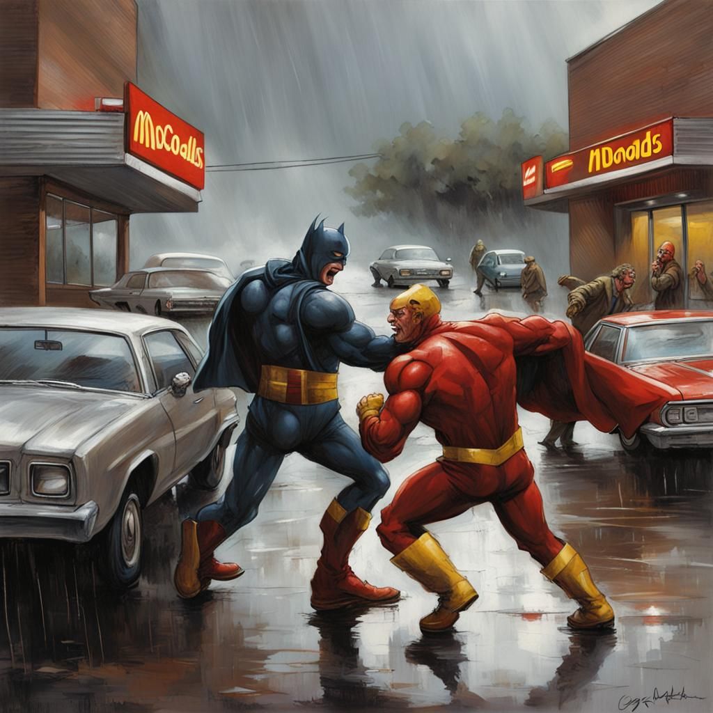 Superheroes Brawl in Storm, Sinister Art