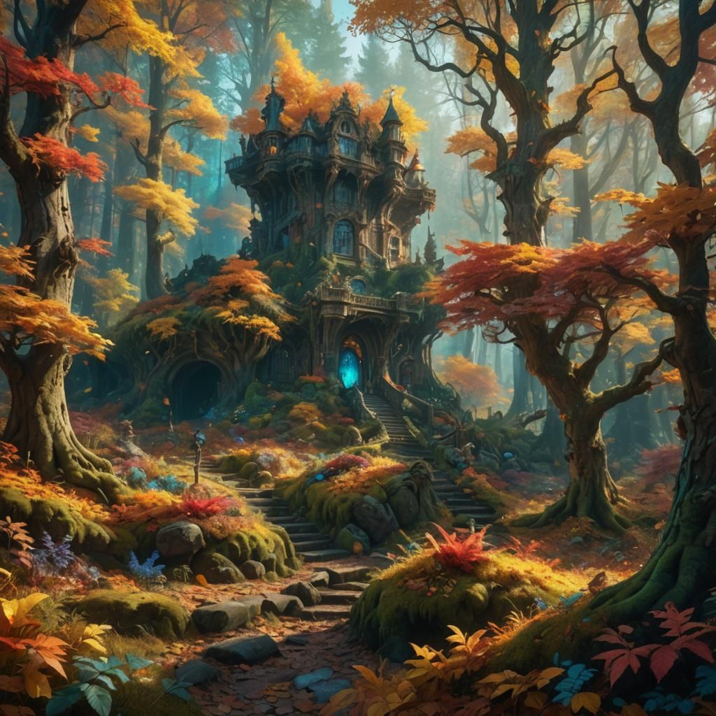 Autumnal Fantasy in Vibrant Rococo Style