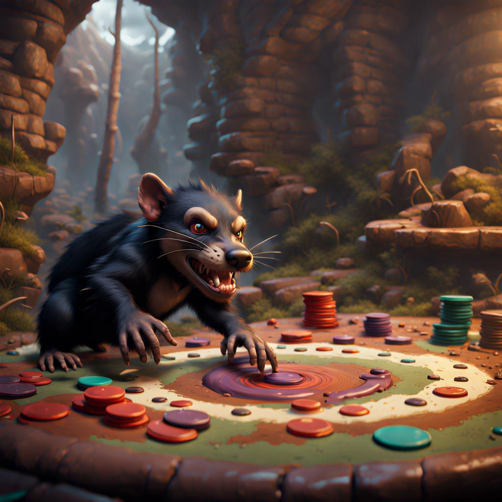 Tasmanian Devil Plays Twister: Detailed Matte Painting