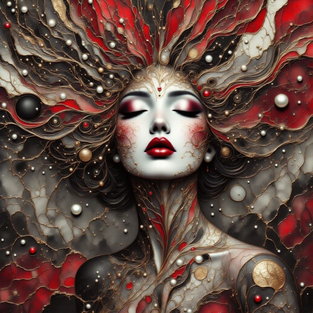 Beautiful Sword of Fate with Crimson and Gold Filigree