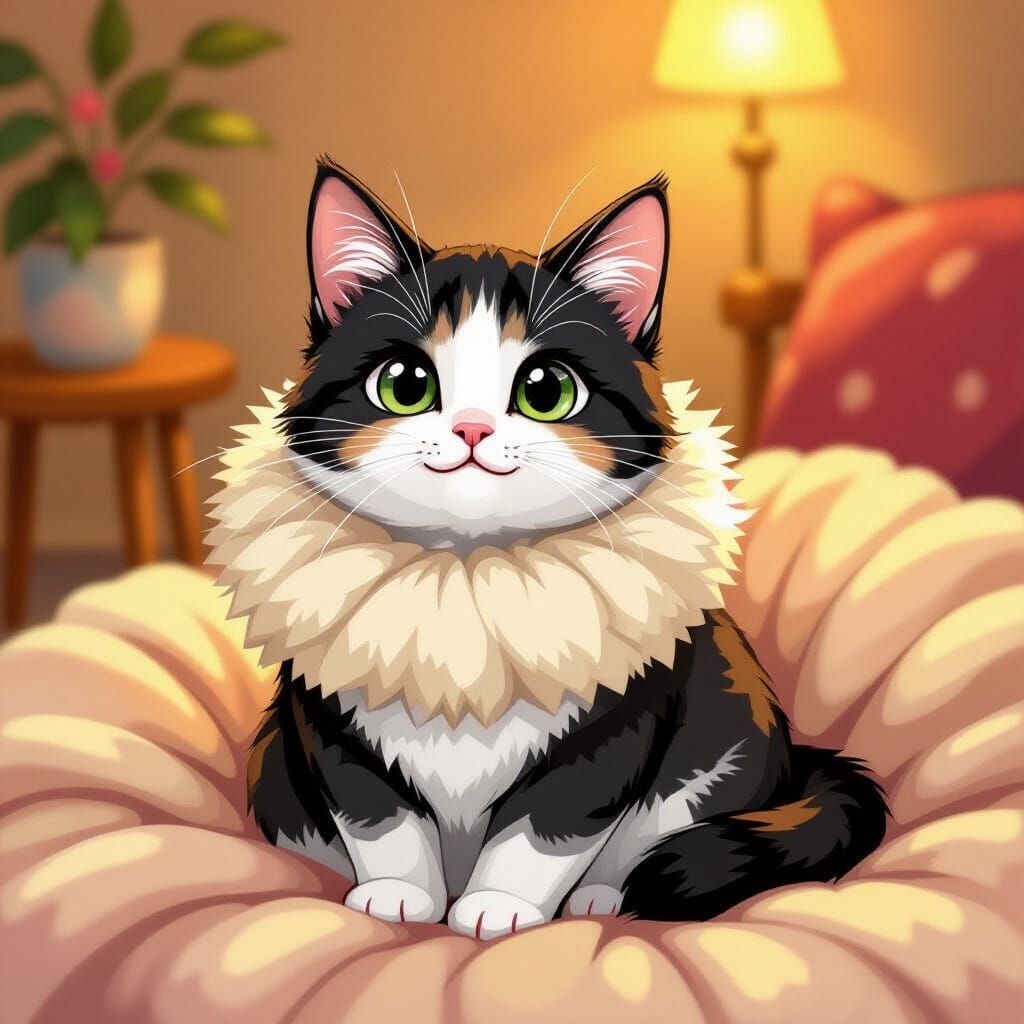 Adorable Cat in Whimsical Art Style