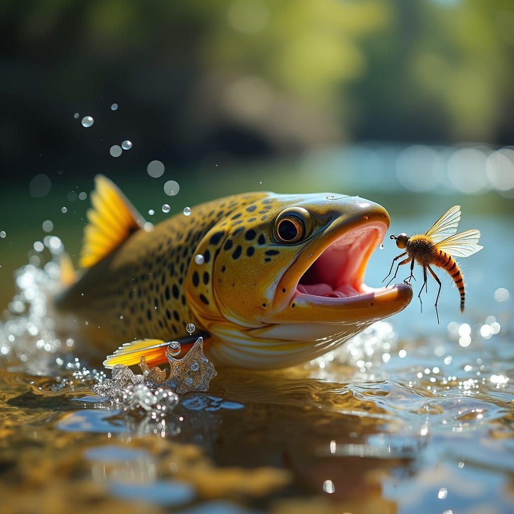 Brown Trout Leaping for Mayfly in Crystal River
