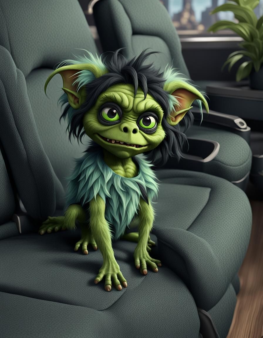 Chibi Green Goblin Muppet Monster: Detailed Digital Art