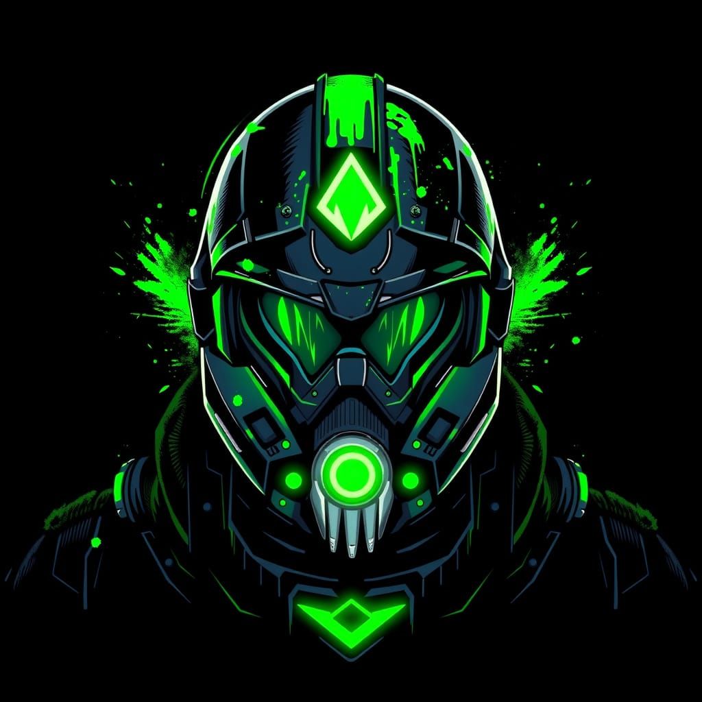 Green-Eyed Space Warrior in T-Shirt Design