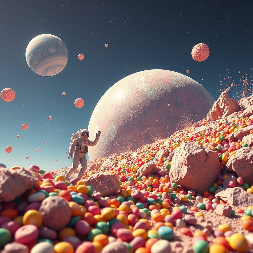 Polka-Dotted Spaceship Discovers Fruity Pebbles Planet