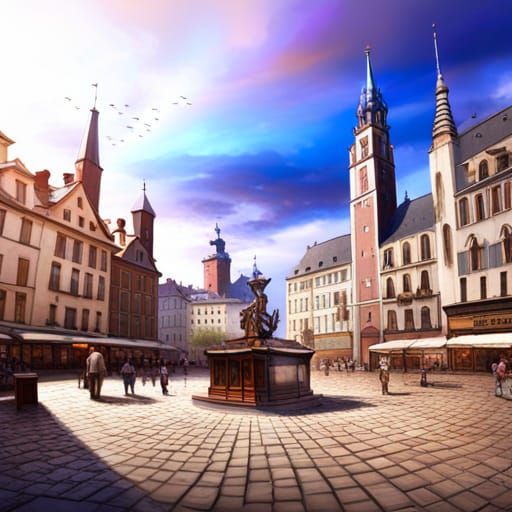 Detailed Krakow Town Square Matte Painting