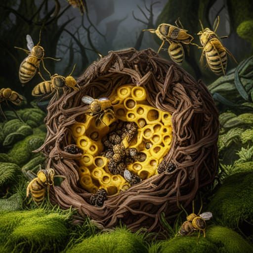Giant Bee Nest Concept Art in 8K