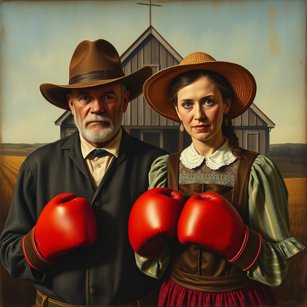 Quaint Couple Engage in Boxing Match in Traditional Gothic S...