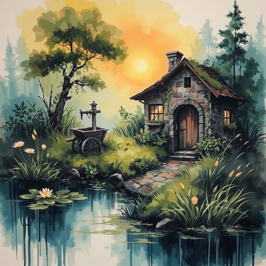 Whimsical Medieval Cottage in Ethereal Fog