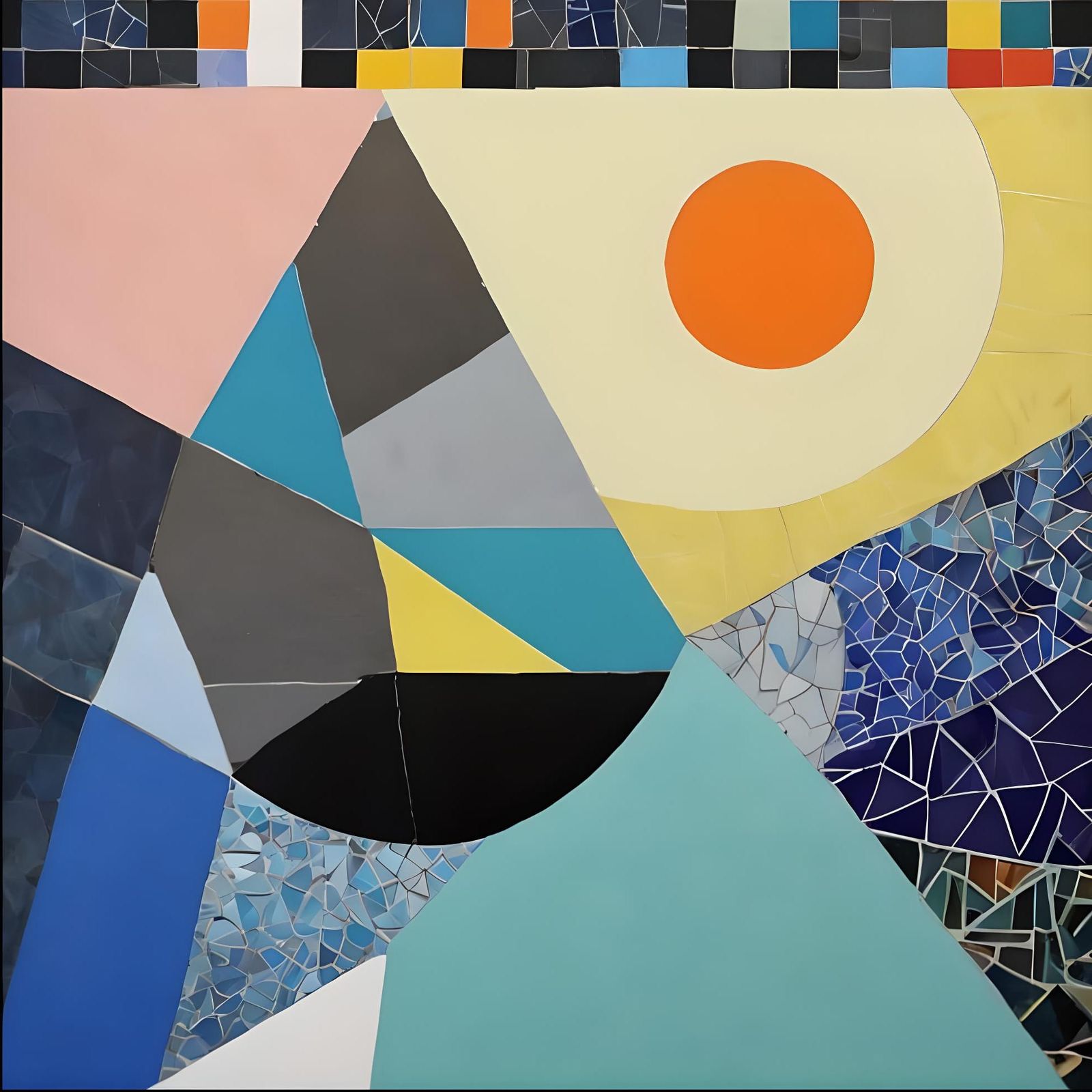 Surreal Mosaic Collage in Triadic Colors