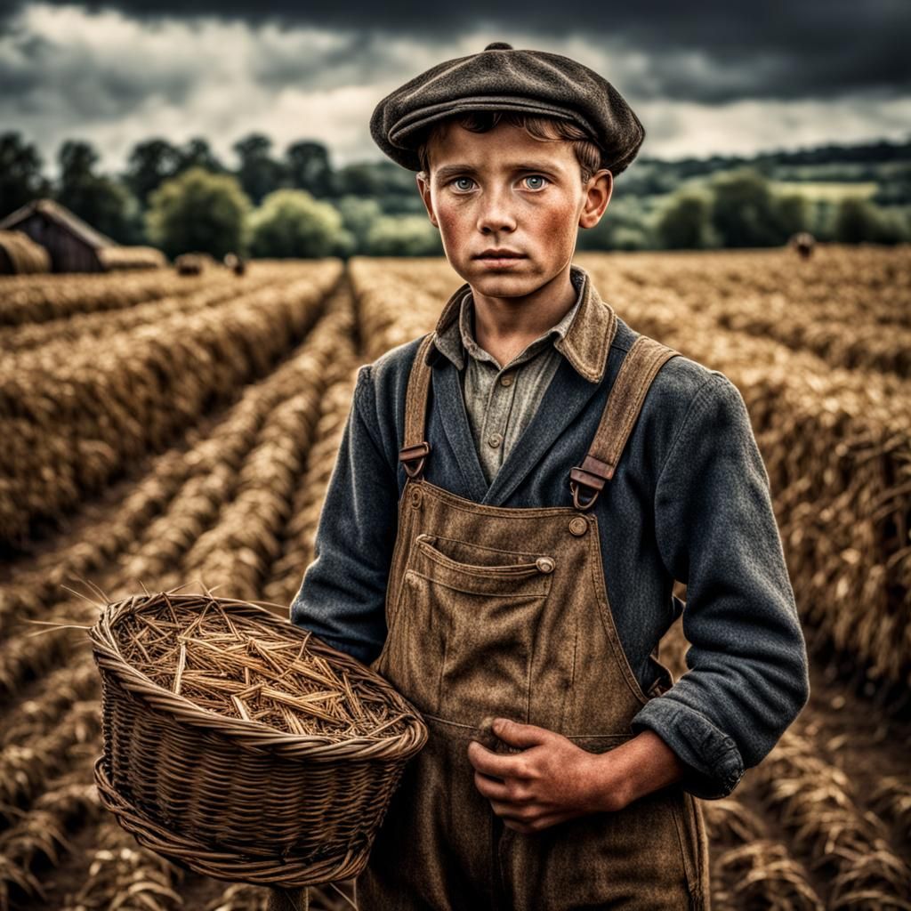 Young Boy Farmer in 1940s France