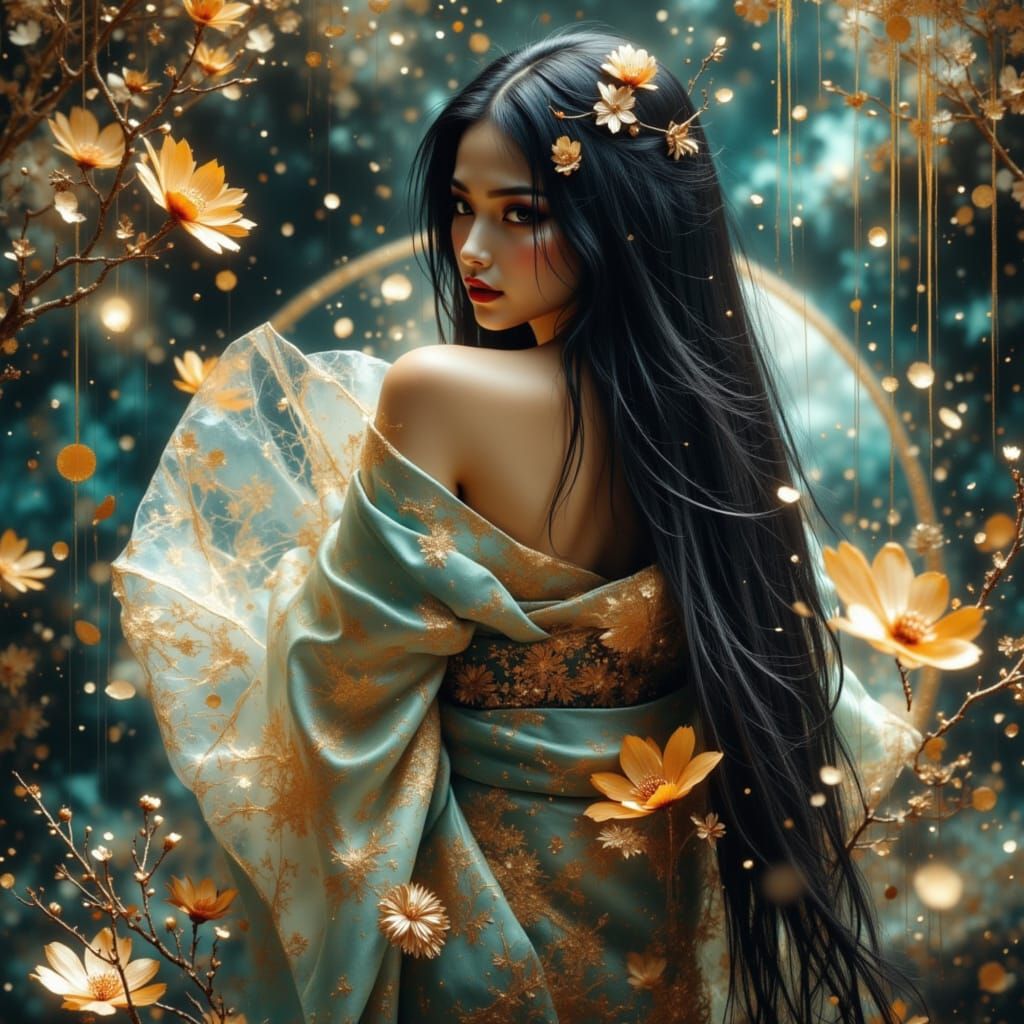 Surreal Geisha Princess with Crystal Kimono