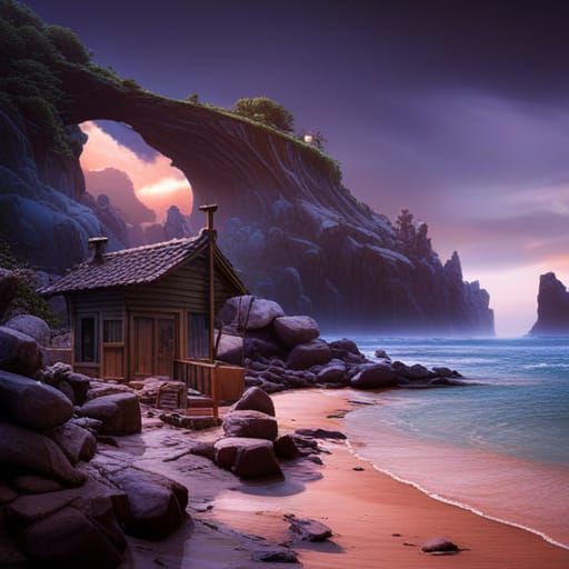 Photorealistic Cradle of Life: Detailed Matte Painting