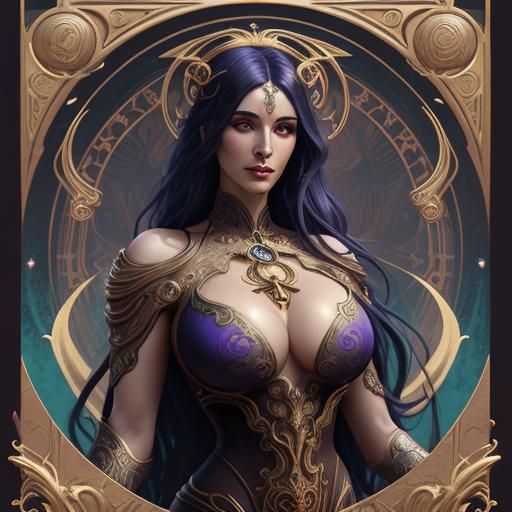Art Nouveau Zodiac Goddess in Detailed Digital Painting