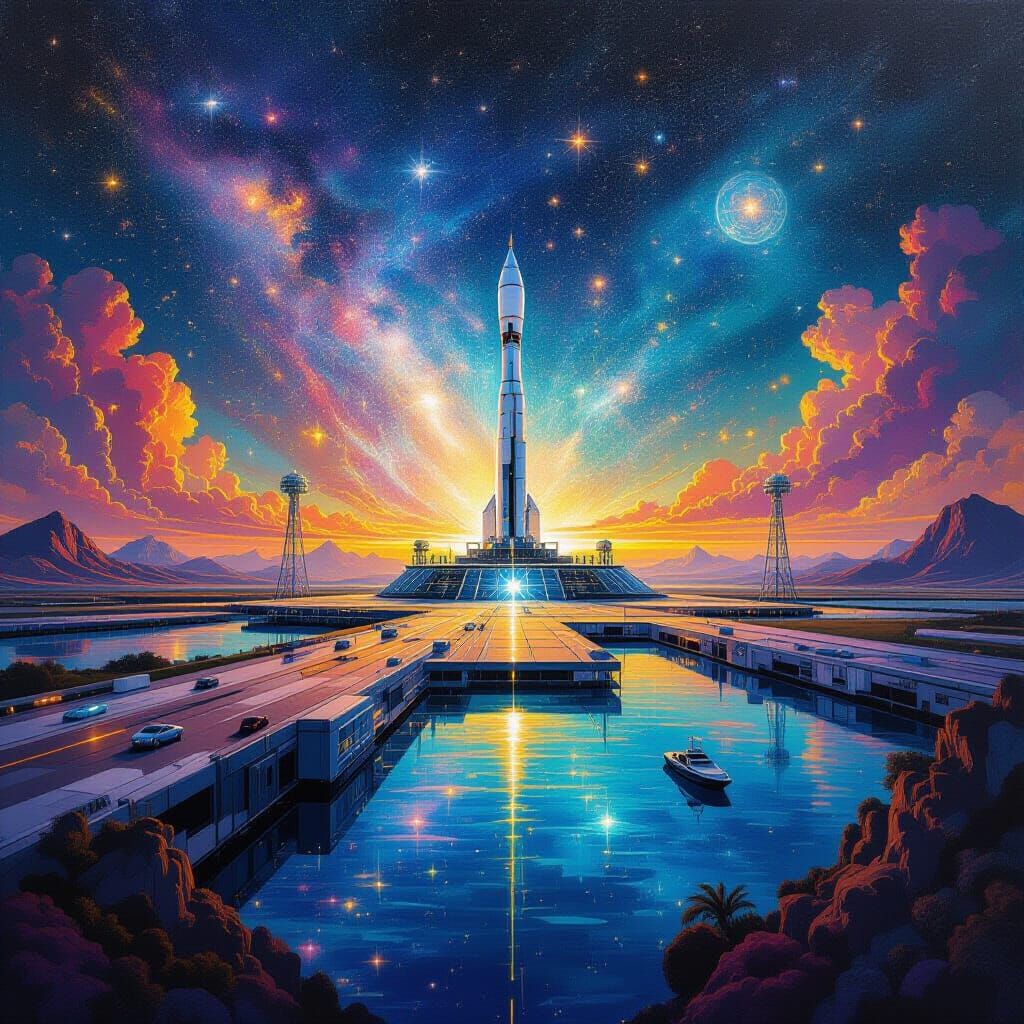 Atlantis Spaceport in Holographic Style