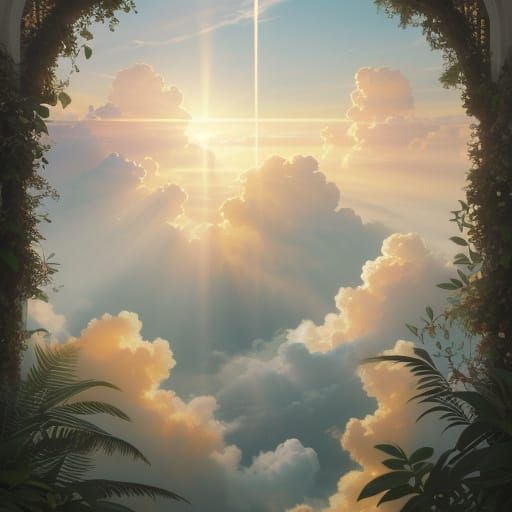 Ethereal Cinematic Scene with Heavenly Scenography