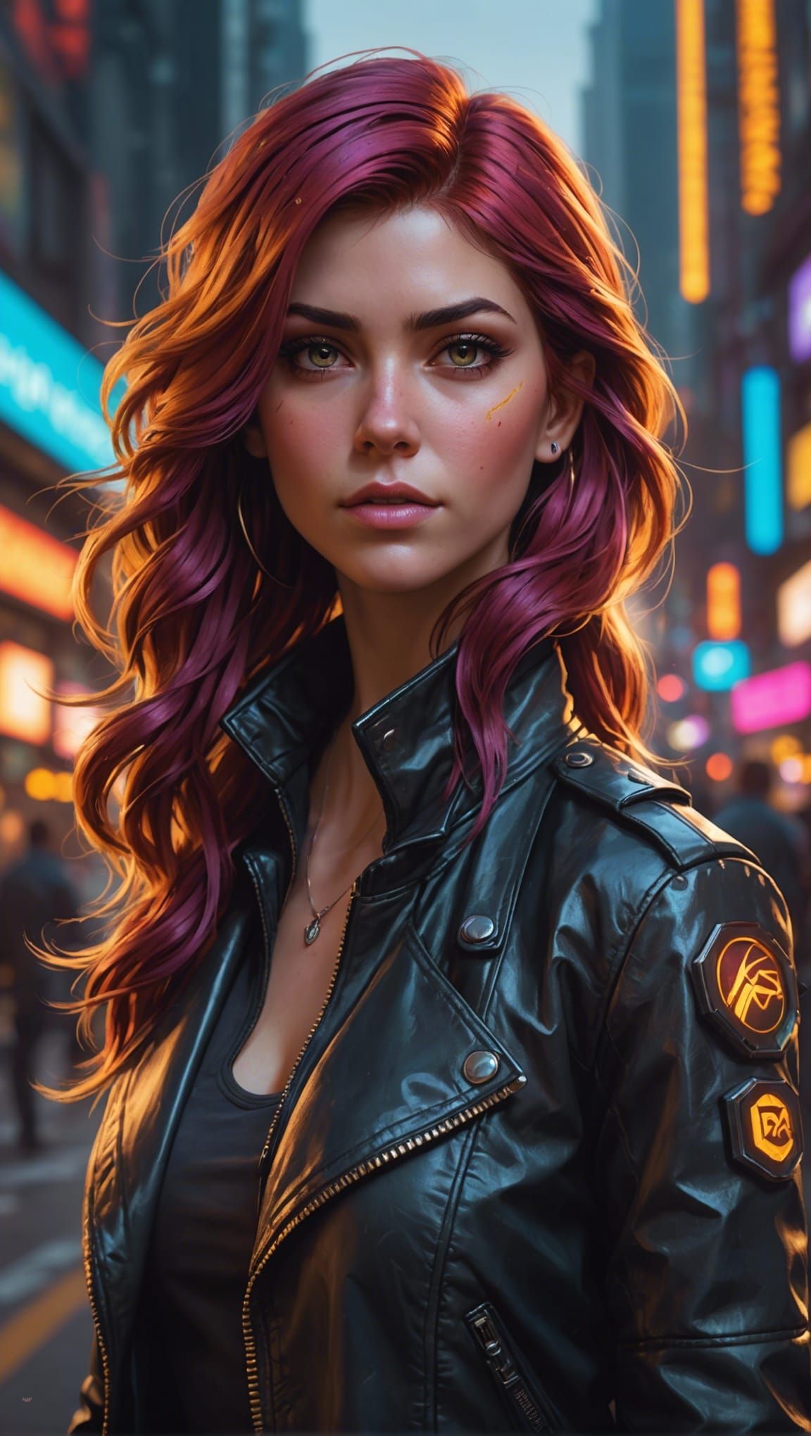 Sunset Shimmer in Cyberpunk Style Portrait