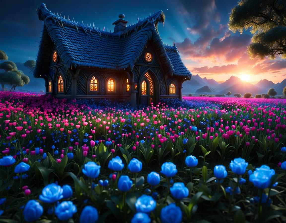 Flower Field with  elven house