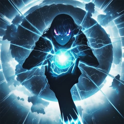 Hand Holding a Radiant Blue Orb in HDR