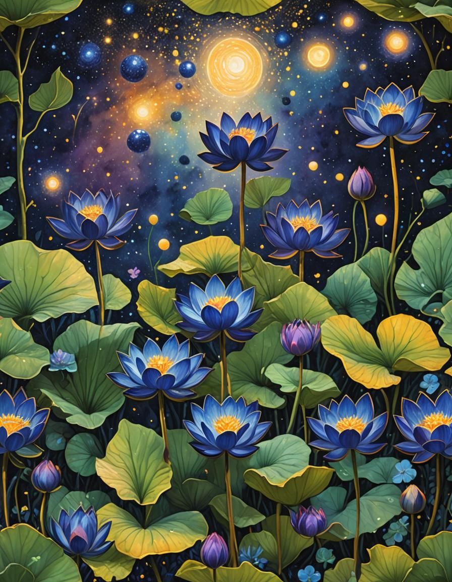 Egyptian Blue Lotus under the starlight